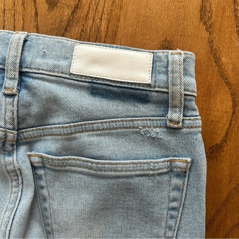 RE/DONE Jeans 90s High Rise Ankle Crop Raw Hem Button Fly Light Wash 25 - Picture 14 of 16